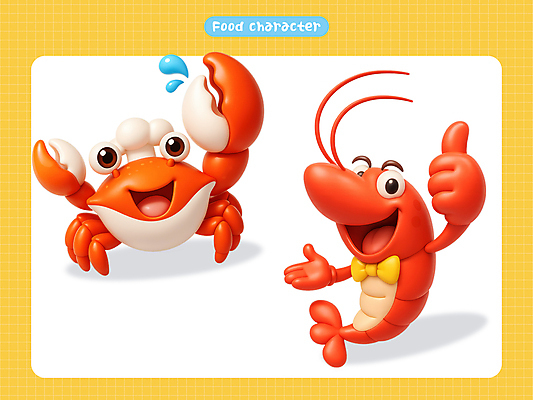 PSD 편집이미지 나비넥타이 새우 3D캐릭터 요리사모자 미소 사람없음 세트 3D 손들기 꽃게 물방울 해산물 음식캐릭터 따봉 편집3D 캐릭터 모자_잡화 음식 모션 넥타이 표정 갑각류 요리사 게 최고 디지털합성 파일형식