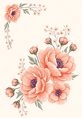 분홍색 잎 일러스트 사람없음 꽃봉오리 작약 파스텔톤 국내일러스트 AI파일 식물 꽃 컬러 파일형식 벡터