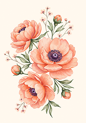 분홍색 잎 일러스트 사람없음 꽃봉오리 작약 파스텔톤 국내일러스트 AI파일 식물 꽃 컬러 파일형식 벡터