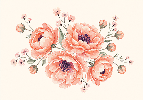 분홍색 잎 일러스트 사람없음 꽃봉오리 작약 파스텔톤 국내일러스트 AI파일 식물 꽃 컬러 파일형식 벡터