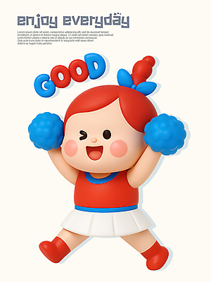 전신 PSD 편집이미지 여자 행복 어린이 응원 3D캐릭터 한명 미소 소녀 3D 손들기 응원복 응원수술 GOOD 소녀한명만 편집3D 캐릭터 1 옷 감정 모션 표정 사람 응원용품 디지털합성 여자한명만 소녀만 파일형식