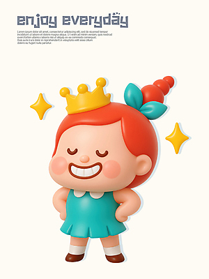 전신 PSD 편집이미지 여자 행복 어린이 허리손 왕관 3D캐릭터 한명 웃음 소녀 반짝임 3D 눈감음 기쁨 소녀한명만 편집3D 캐릭터 1 감정 포즈 모션 표정 사람 디지털합성 여자한명만 소녀만 파일형식