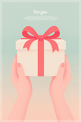 PSD 손 리본 분홍색 일러스트 들기 신체부위 선물상자 감사 청록색 국내일러스트 감정 컬러 모션 선물 사람 상자 파일형식