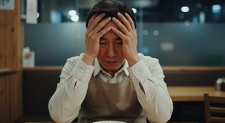 JPG 편집이미지 남자 중년 스트레스 한명 앉기 상반신 상점 앞치마 찡그림 고민 경제불황 울상 힘듦 의료성형뷰티 중년남자한명만 소상공인 편집실사 머리짚기 AI인물포토 AI콘텐츠 직업 1 감정 컨셉 모션 표정 사람 성인 경제 상인 CG 불황 남자한명만 중년남자만 파일형식 AI포토