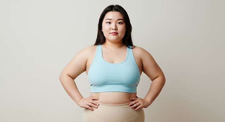 JPG 편집이미지 여자 허리손 다이어트 한명 미소 상반신 성인 운동복 건강관리 비만 과체중 베이지색 의료성형뷰티 성인여자한명만 편집실사 AI인물포토 AI콘텐츠 1 옷 컬러 포즈 표정 건강 관리 사람 몸무게 몸매 CG 여자한명만 성인여자만 파일형식 AI포토