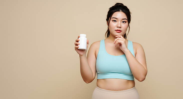 JPG 편집이미지 여자 다이어트 한명 들기 상반신 성인 운동복 건강관리 약병 비만 고민 과체중 다이어트약 베이지색 의료성형뷰티 성인여자한명만 편집실사 AI인물포토 AI콘텐츠 1 옷 감정 컬러 모션 건강 관리 사람 약 몸무게 몸매 CG 병_담는 여자한명만 성인여자만 파일형식 AI포토