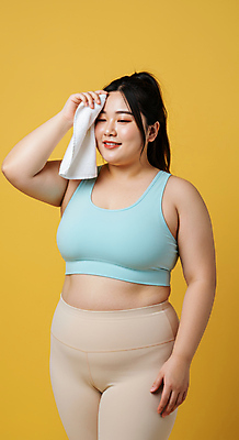 JPG 편집이미지 여자 다이어트 한명 미소 들기 성인 운동복 노란색 건강관리 천 비만 땀 닦기 과체중 의료성형뷰티 성인여자한명만 편집실사 AI인물포토 AI콘텐츠 1 옷 컬러 모션 표정 건강 관리 사람 직물 몸무게 몸매 CG 여자한명만 성인여자만 파일형식 AI포토