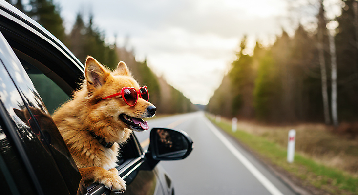 JPG 나무 편집이미지 한마리 도로 자동차 하늘 사람없음 선글라스 햇빛 드라이브 강아지 숲 구경 해안도로 편집실사 AI포토 AI콘텐츠 식물 1 안경 길 육상교통 교통시설 반려동물 태양 운전 개 CG 파일형식