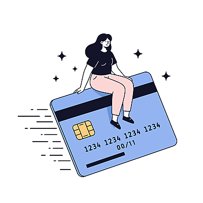 전신 여자 일러스트 한명 미소 앉기 성인 파란색 반짝임 쇼핑 신용카드 결제 성인여자한명만 국내일러스트 AI파일 1 컬러 모션 표정 사람 금융 여자한명만 성인여자만 파일형식 벡터