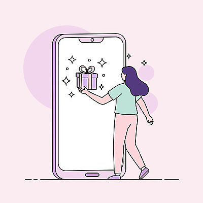 전신 여자 분홍색 일러스트 한명 들기 성인 선물상자 반짝임 스마트폰 걷기 온라인쇼핑 성인여자한명만 국내일러스트 AI파일 1 컬러 모션 선물 사람 핸드폰 스마트기기 쇼핑 상자 온라인 여자한명만 성인여자만 파일형식 벡터