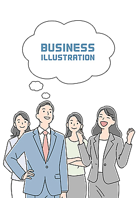 여자 남자 허리손 말풍선 일러스트 미소 정장 여러명 상반신 성인 손들기 팔짱 파이팅 비즈니스맨 비즈니스우먼 성인만 국내일러스트 AI파일 옷 포즈 다수 비즈니스 모션 표정 사람 직장인 파일형식 벡터