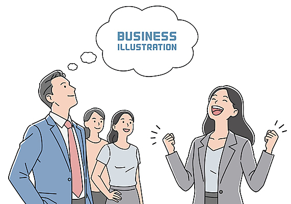 여자 남자 허리손 말풍선 일러스트 미소 정장 여러명 상반신 성인 손들기 파이팅 비즈니스맨 비즈니스우먼 성인만 국내일러스트 AI파일 옷 포즈 다수 비즈니스 모션 표정 사람 직장인 파일형식 벡터