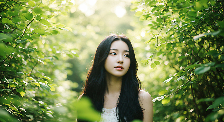 JPG 나무 편집이미지 여자 여유 자연 나뭇잎 한명 상반신 성인 햇빛 숲속 힐링 의료성형뷰티 성인여자한명만 편집실사 AI인물포토 AI콘텐츠 식물 1 감정 잎 사람 태양 숲 CG 생태계 여자한명만 성인여자만 파일형식 AI포토