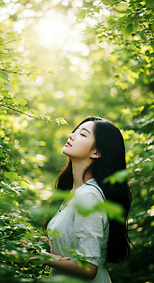 JPG 나무 편집이미지 여자 여유 자연 나뭇잎 한명 상반신 성인 햇빛 손들기 눈감음 올려보기 숲속 힐링 의료성형뷰티 성인여자한명만 편집실사 AI인물포토 AI콘텐츠 식물 1 감정 잎 모션 사람 태양 숲 CG 생태계 여자한명만 성인여자만 파일형식 AI포토