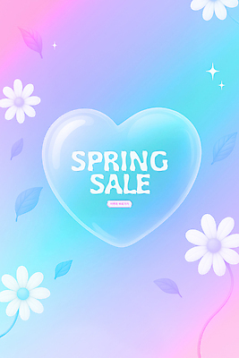 PSD 편집이미지 분홍색 잎 봄꽃 이벤트 사람없음 파란색 반짝임 3D 하트 그라데이션 할인혜택 이미지편집 편집3D 모양 식물 꽃 컬러 모션 세일 봄 디지털합성 파일형식 혜택