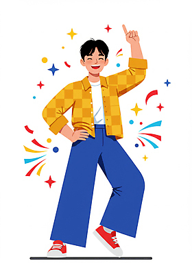 JPG 전신 남자 대학생 허리손 일러스트 한명 웃음 성인 취미 반짝임 청춘 가리킴 춤 즐거움 동아리 성인남자한명만 국내일러스트 AI일러스트 AI콘텐츠 1 학생 감정 포즈 컨셉 모션 문화예술 표정 사람 손짓 남자한명만 성인남자만 파일형식