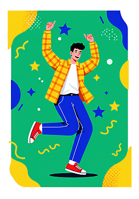 JPG 전신 남자 대학생 일러스트 한명 웃음 성인 취미 반짝임 청춘 가리킴 춤 즐거움 다리들기 동아리 성인남자한명만 국내일러스트 AI일러스트 AI콘텐츠 1 학생 감정 컨셉 모션 문화예술 표정 사람 손짓 남자한명만 성인남자만 파일형식