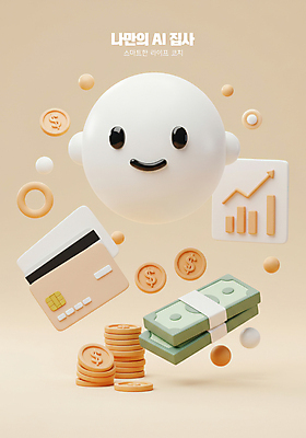 PSD 편집이미지 화살표 지폐 미래 미소 사람없음 경제 3D 달러 과학기술 신용카드 로봇 막대그래프 상승 동전탑 베이지색 집사 AI_인공지능 이미지편집 편집3D 컬러 컨셉 돈 그래프 기술 표정 금융 쌓기 동전 디지털합성 하인 파일형식