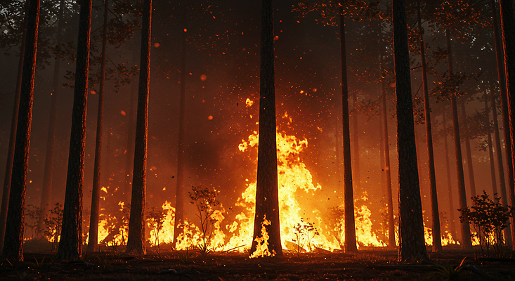 JPG 나무 편집이미지 자연 불 건조 사람없음 봄 피해 숲 위험 사회이슈 디지털합성 화재 안전수칙 산불 편집실사 AI포토 AI콘텐츠 자연요소 식물 계절 컨셉 안전 사건 CG 생태계 파일형식