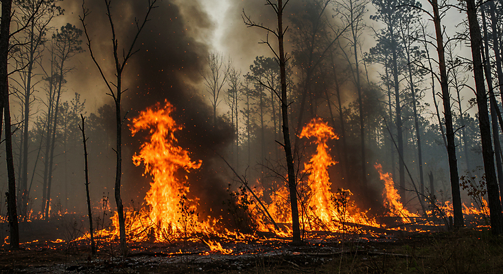JPG 나무 편집이미지 자연 불 건조 사람없음 봄 피해 연기 숲 디지털합성 화재 산불 이슈 편집실사 AI포토 AI콘텐츠 자연요소 식물 계절 사건 CG 생태계 파일형식