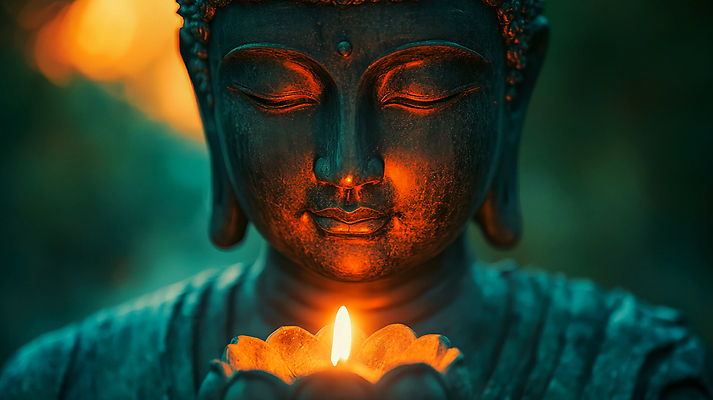 JPG 편집이미지 불교 촛불 근접촬영 사람없음 빛 평화 어둠 부처님오신날 부처님상 편집실사 AI포토 AI콘텐츠 기념일 종교 뷰포인트 컨셉 초 불상 CG 부처 파일형식