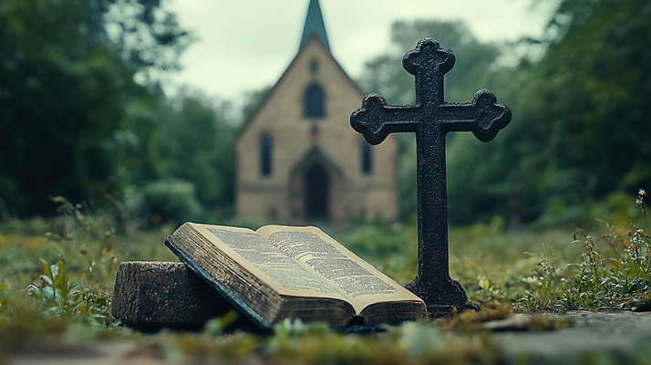 JPG 나무 편집이미지 십자가 하늘 벽돌 초원 사람없음 아웃포커스 교회 성경 숲속 편집실사 AI포토 AI콘텐츠 식물 종교용품 종교건축 촬영기법 건물 숲 CG 파일형식