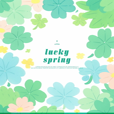 PSD 일러스트 자연 프레임 사람없음 초록색 파란색 봄 행운 클로버 프레임일러스트 국내일러스트 계절 컬러 컨셉 생태계 파일형식