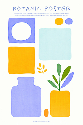 PSD 식물 포스터 화분 일러스트 추상 사람없음 사각형 원형 보테니컬아트 자연추상 국내일러스트 도형 무늬 파일형식