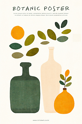 PSD 포스터 화분 잎 일러스트 추상 사람없음 꽃병 원형 보테니컬아트 자연추상 국내일러스트 도형 식물 꽃 무늬 파일형식