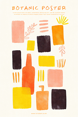 PSD 식물 포스터 화분 일러스트 추상 사람없음 사각형 겹침 보테니컬아트 자연추상 국내일러스트 도형 무늬 파일형식