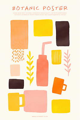 PSD 식물 포스터 일러스트 추상 사람없음 컵 사각형 보테니컬아트 자연추상 국내일러스트 도형 식기 무늬 파일형식