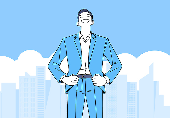 구름 남자 하늘색 일러스트 한명 미소 정장 성인 잡기 비즈니스맨 빌딩숲 성인남자한명만 국내일러스트 AI파일 자연요소 1 옷 비즈니스 모션 표정 사람 빌딩 파란색 직장인 남자한명만 성인남자만 파일형식 벡터