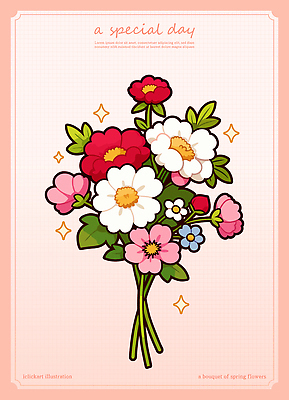 기념일 분홍색 꽃다발 일러스트 사람없음 반짝임 꽃봉오리 국내일러스트 AI파일 꽃 컬러 모션 이벤트 파일형식 벡터