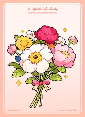 기념일 리본 분홍색 꽃다발 일러스트 사람없음 반짝임 꽃봉오리 국내일러스트 AI파일 꽃 컬러 모션 이벤트 파일형식 벡터