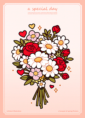 기념일 분홍색 꽃다발 일러스트 사람없음 반짝임 하트 꽃봉오리 국내일러스트 AI파일 모양 꽃 컬러 모션 이벤트 파일형식 벡터