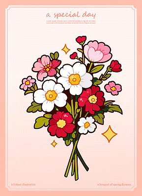 기념일 분홍색 꽃다발 일러스트 사람없음 반짝임 국내일러스트 AI파일 꽃 컬러 모션 이벤트 파일형식 벡터