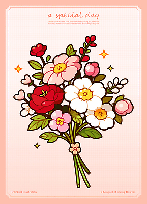 기념일 분홍색 꽃다발 일러스트 사람없음 반짝임 국내일러스트 AI파일 꽃 컬러 모션 이벤트 파일형식 벡터