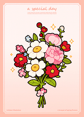 기념일 분홍색 꽃다발 일러스트 사람없음 반짝임 꽃봉오리 국내일러스트 AI파일 꽃 컬러 모션 이벤트 파일형식 벡터