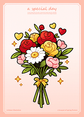 기념일 리본 분홍색 꽃다발 일러스트 사람없음 반짝임 하트 꽃봉오리 국내일러스트 AI파일 모양 꽃 컬러 모션 이벤트 파일형식 벡터