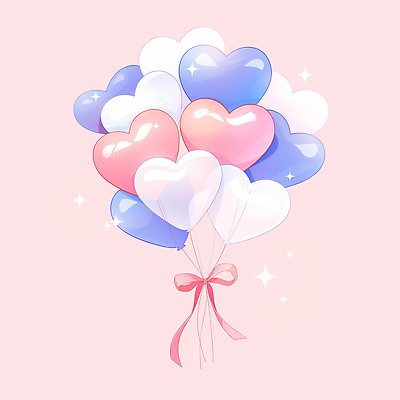 PSD 리본 분홍색 일러스트 선물 이벤트 사람없음 장식 반짝임 로맨틱 하트풍선 국내일러스트 컬러 컨셉 모션 하트 풍선 파일형식