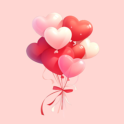 PSD 리본 분홍색 일러스트 선물 이벤트 사람없음 장식 반짝임 로맨틱 하트풍선 국내일러스트 컬러 컨셉 모션 하트 풍선 파일형식