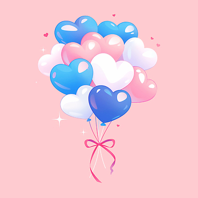 PSD 리본 분홍색 일러스트 선물 이벤트 사람없음 장식 반짝임 로맨틱 하트풍선 국내일러스트 컬러 컨셉 모션 하트 풍선 파일형식