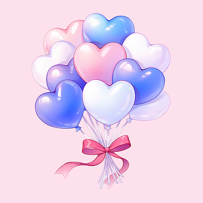 PSD 리본 분홍색 일러스트 선물 이벤트 사람없음 장식 반짝임 로맨틱 하트풍선 국내일러스트 컬러 컨셉 모션 하트 풍선 파일형식