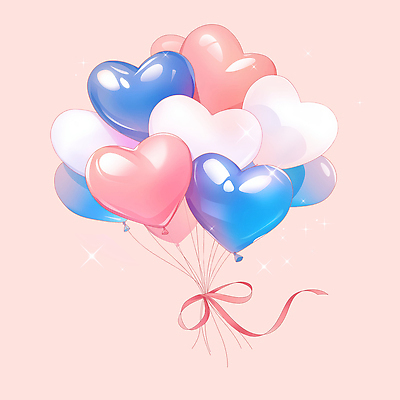 PSD 리본 분홍색 일러스트 선물 이벤트 사람없음 장식 반짝임 로맨틱 하트풍선 국내일러스트 컬러 컨셉 모션 하트 풍선 파일형식