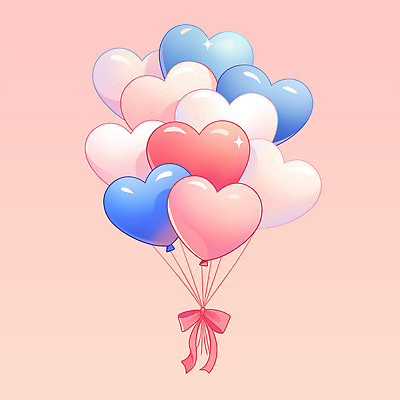PSD 리본 분홍색 일러스트 선물 이벤트 사람없음 장식 반짝임 로맨틱 하트풍선 국내일러스트 컬러 컨셉 모션 하트 풍선 파일형식