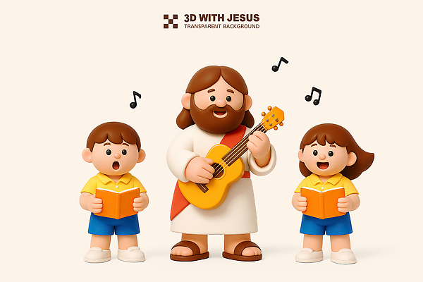 전신 PSD 편집이미지 여자 남자 기독교 어린이 십자가 연주 음표 노래 미소 들기 소녀 소년 성인 세명 노란색 3D 기타 예수 악보 편집3D 기호 종교 음악 컬러 모션 현악기 표정 사람 신_종교 디지털합성 파일형식