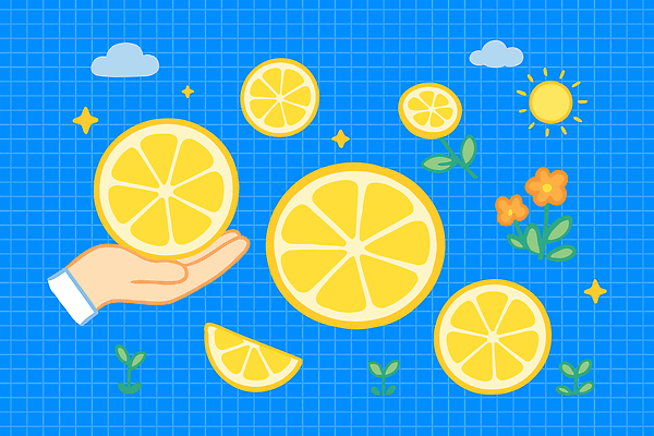 손 꽃 잎 일러스트 단면 들기 신체부위 파란색 반짝임 노란색 레몬 레모네이드 슬라이스 구름모양 국내일러스트 AI파일 모양 식물 컬러 과일 모션 사람 에이드 파일형식 벡터 구름_자연