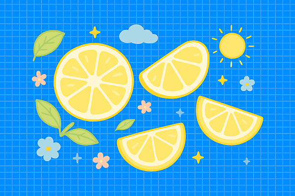 꽃 잎 일러스트 단면 사람없음 파란색 반짝임 노란색 레몬 레모네이드 슬라이스 구름모양 해모양 국내일러스트 AI파일 모양 식물 컬러 과일 모션 에이드 파일형식 벡터 구름_자연