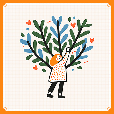 전신 여자 어린이 일러스트 포옹 나뭇잎 한그루 한명 미소 소녀 자연보호 주황색 하트 식목일 소녀한명만 국내일러스트 AI파일 모양 나무 1 기념일 컬러 잎 안기 자연 표정 사람 보호 여자한명만 소녀만 파일형식 벡터