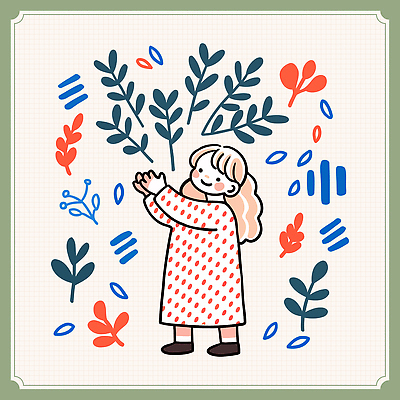 전신 여자 어린이 일러스트 나뭇잎 한명 미소 소녀 초록색 손들기 자연보호 식목일 소녀한명만 국내일러스트 AI파일 1 기념일 컬러 잎 모션 자연 표정 사람 보호 여자한명만 소녀만 파일형식 벡터